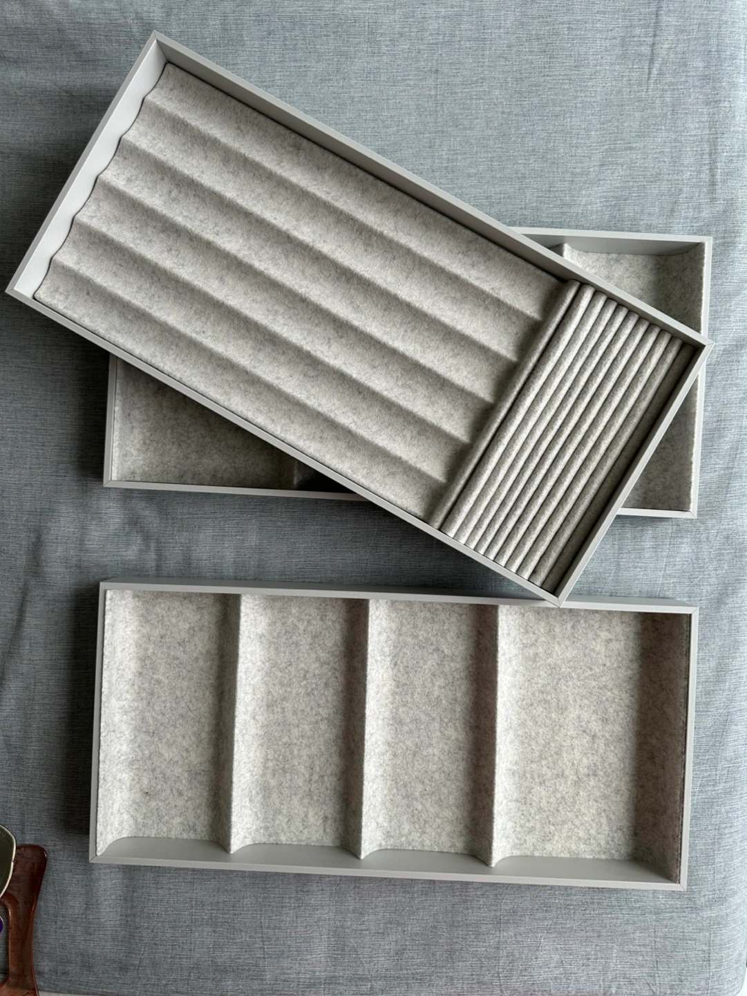 Grey Felt Organizer Tray Set - photo 2