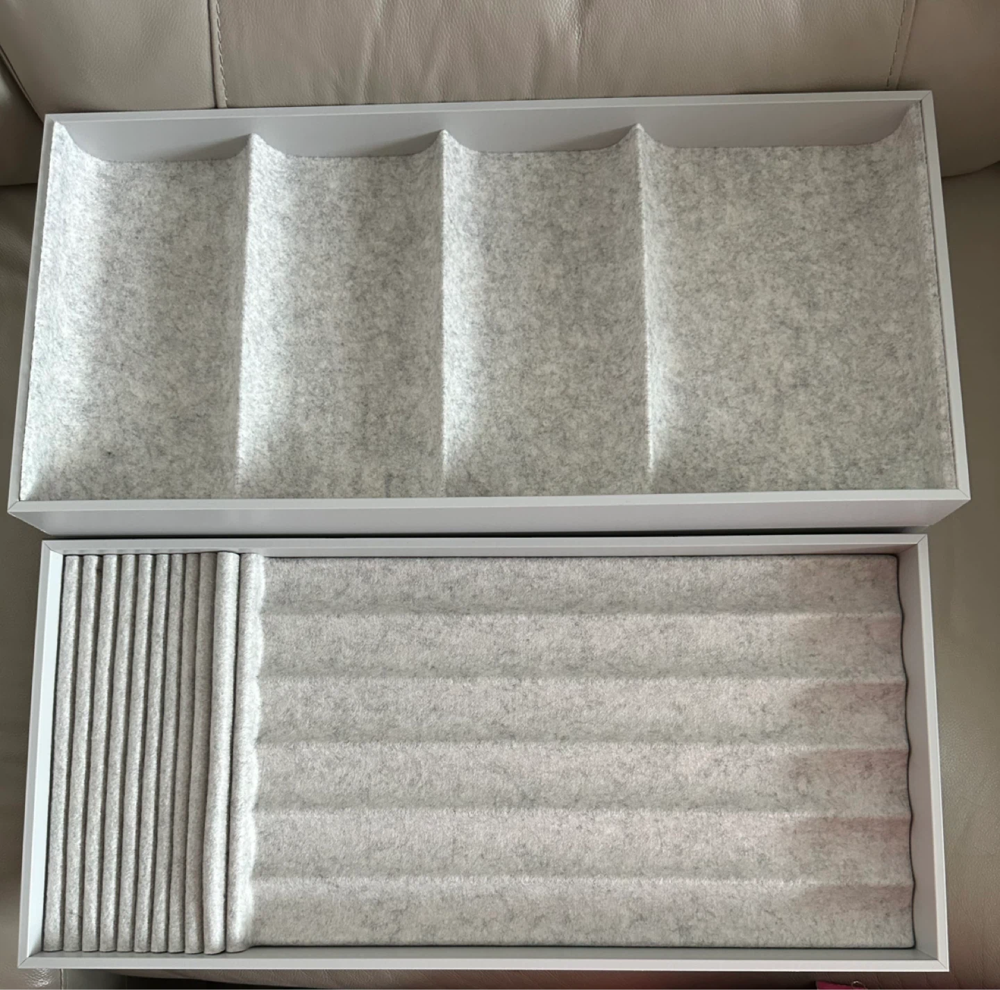Grey Felt Organizer Tray Set