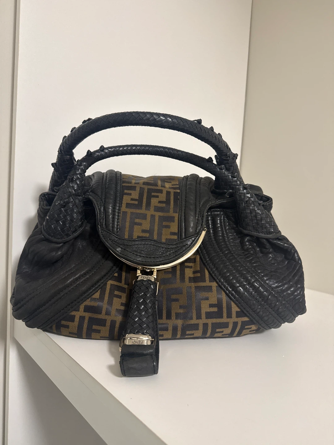 Fendi Zucca Canvas & Leather Handbag
