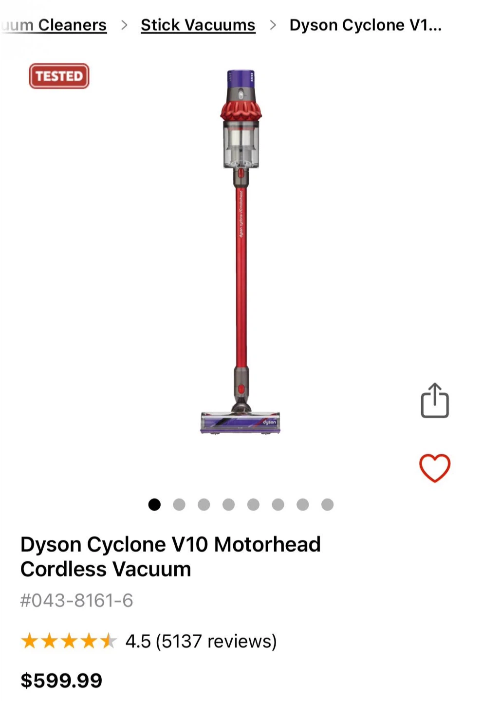 Dyson Cyclone V10 Motorhead Vacuum