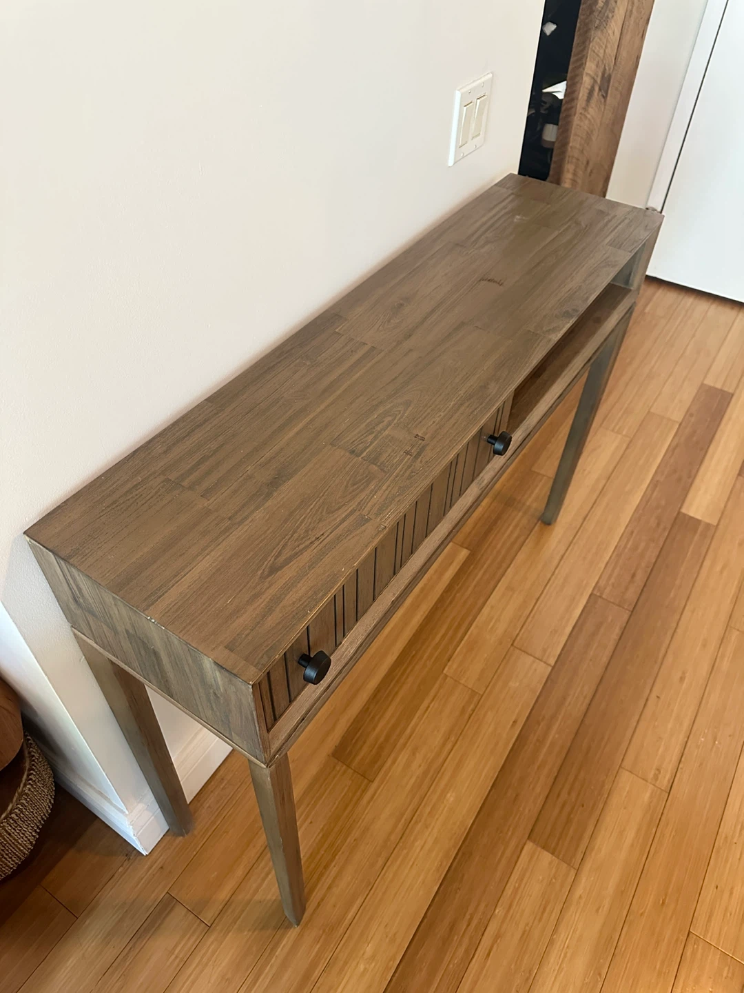 MODERN CONTEMPORARY WOOD ENTRY HALL CONSOLE TABLE DRAWER SHELF - photo 3
