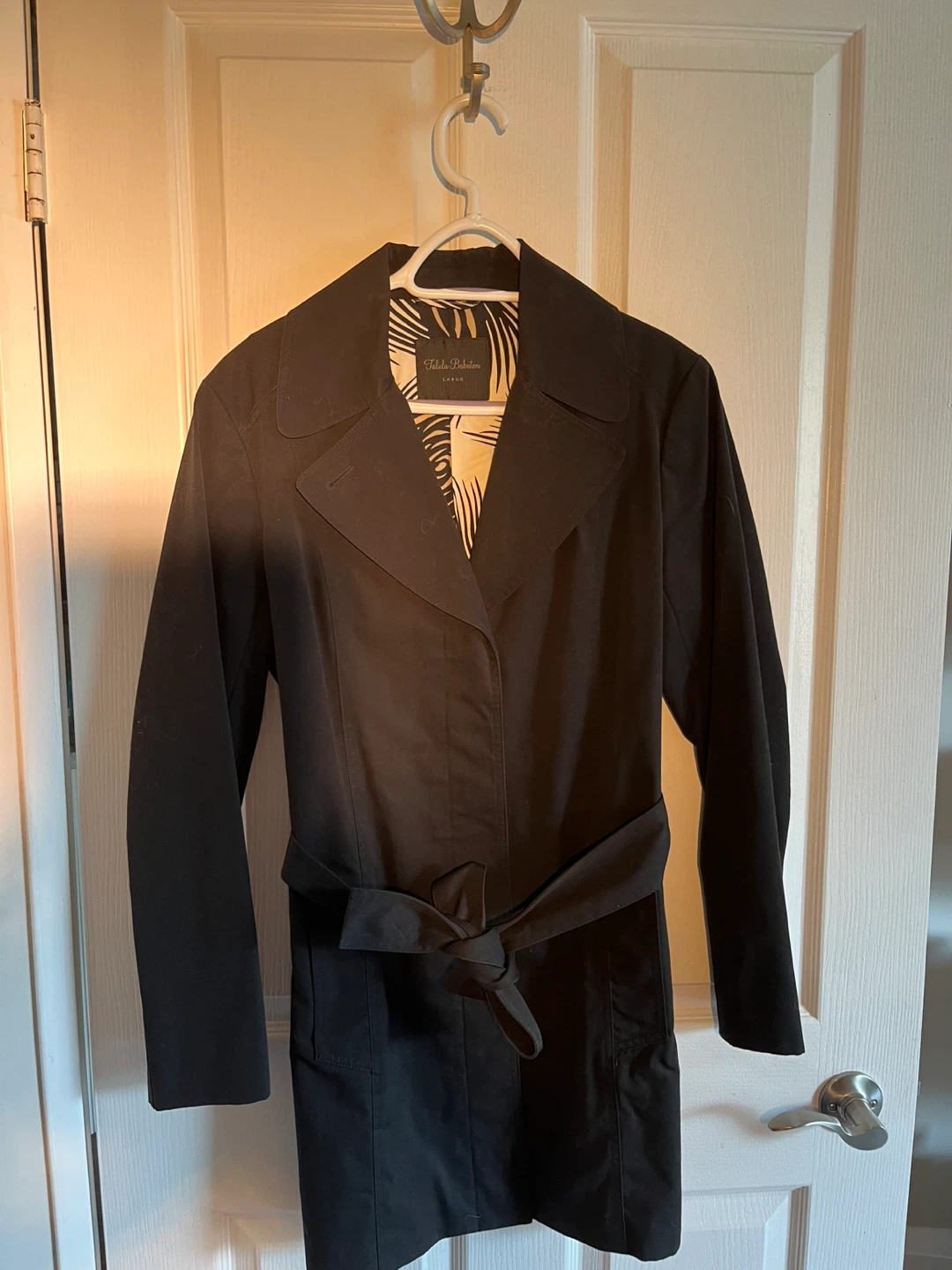Talula Babaton Black Trench Coat with Patterned Lining