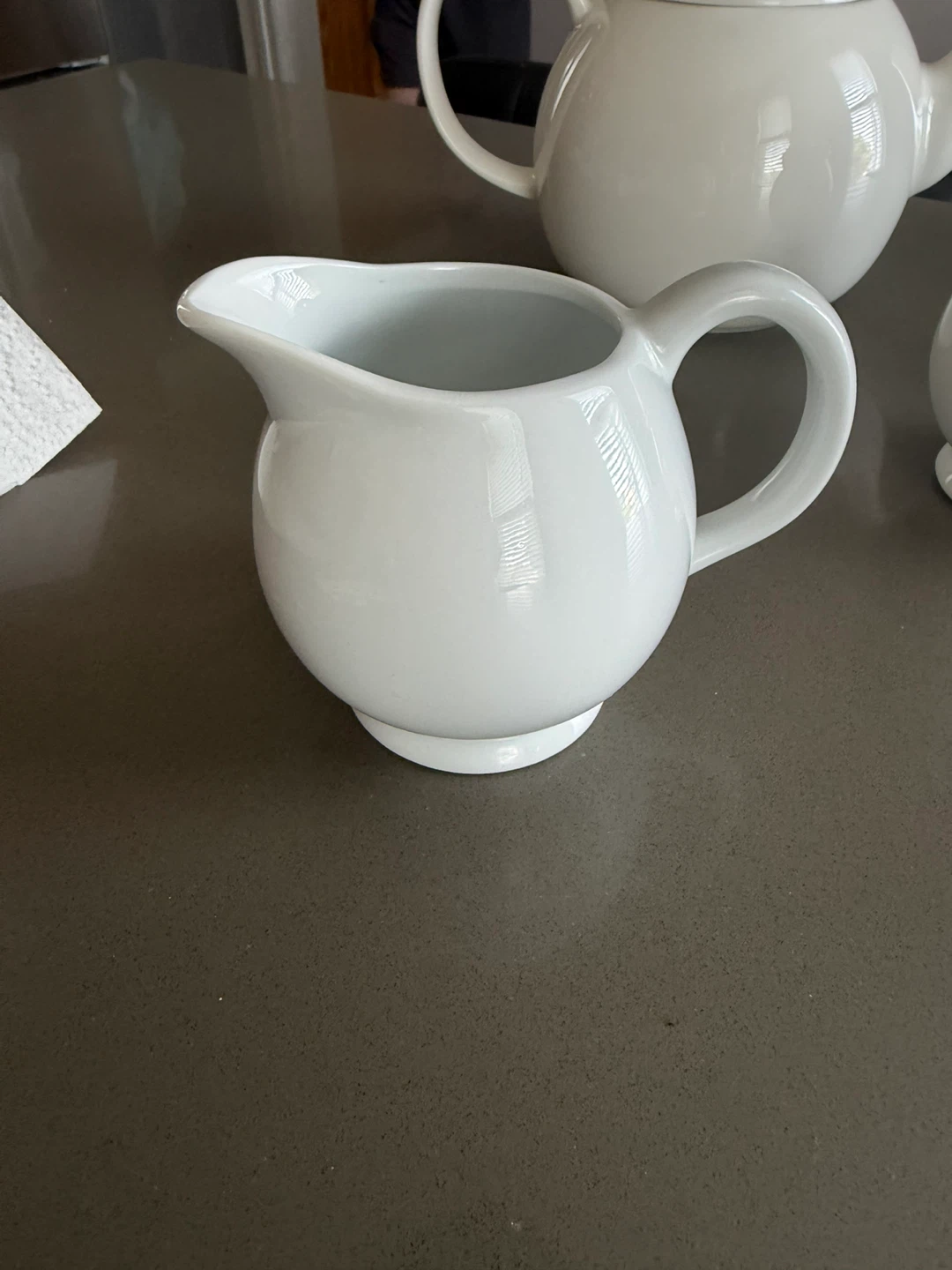 White Ceramic Teapot, Creamer, and Sugar Bowl Set - photo 3
