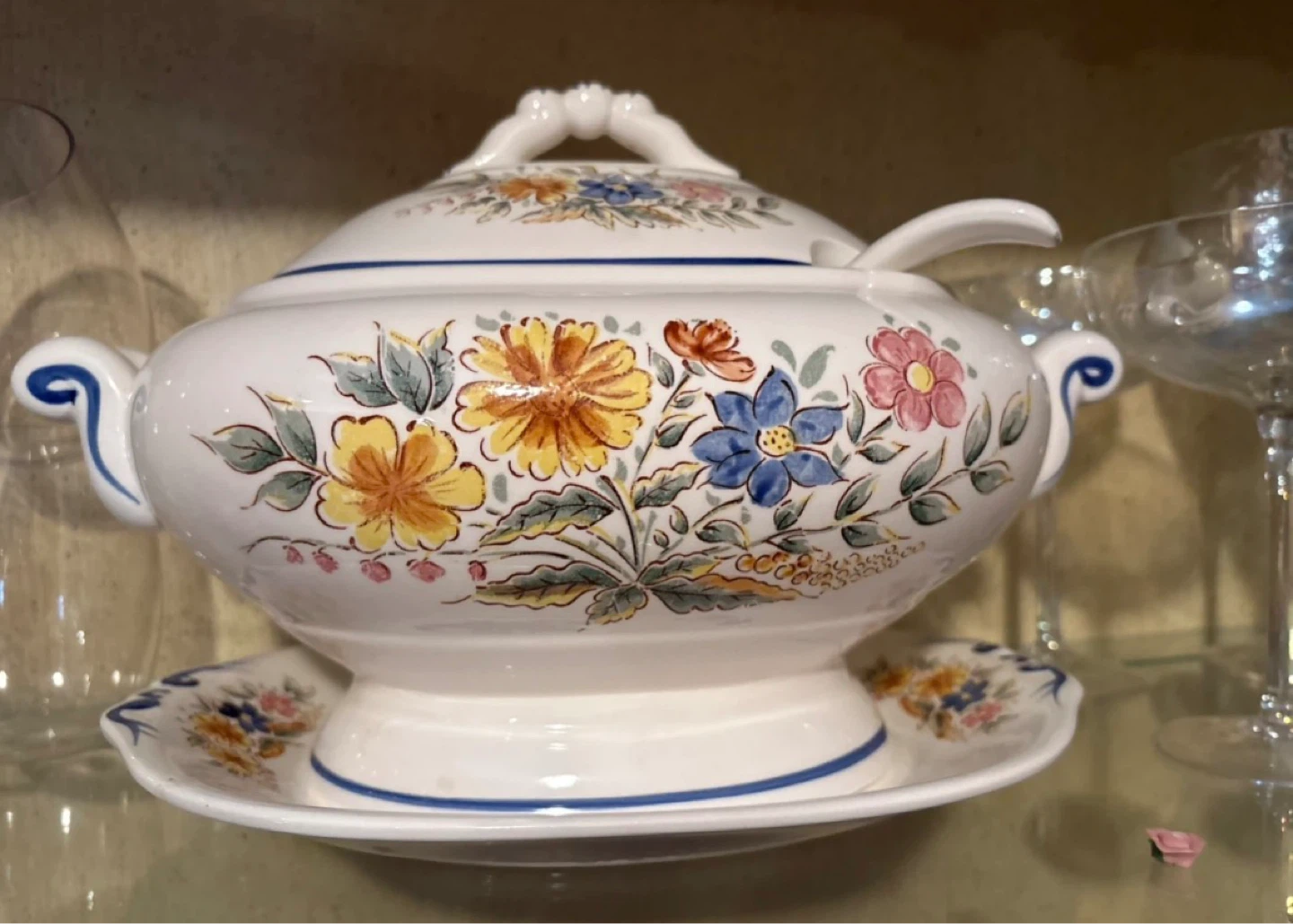 Vintage Floral Tureen with Lid and Ladle - photo 2