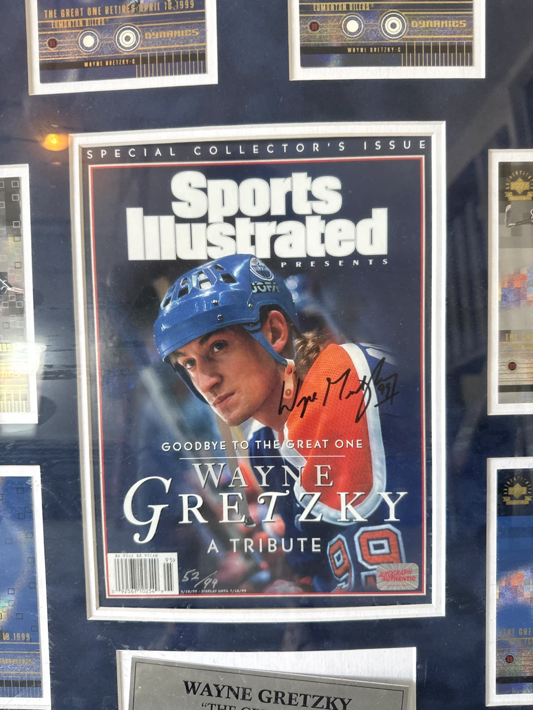 Wayne Gretzky Framed Sports Illustrated Tribute and Hockey Cards