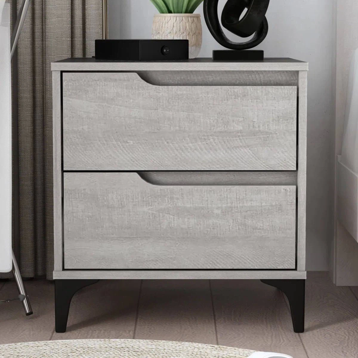 Norcross 20” 2-Drawer Nightstand – Dusty Grey Oak - photo 2