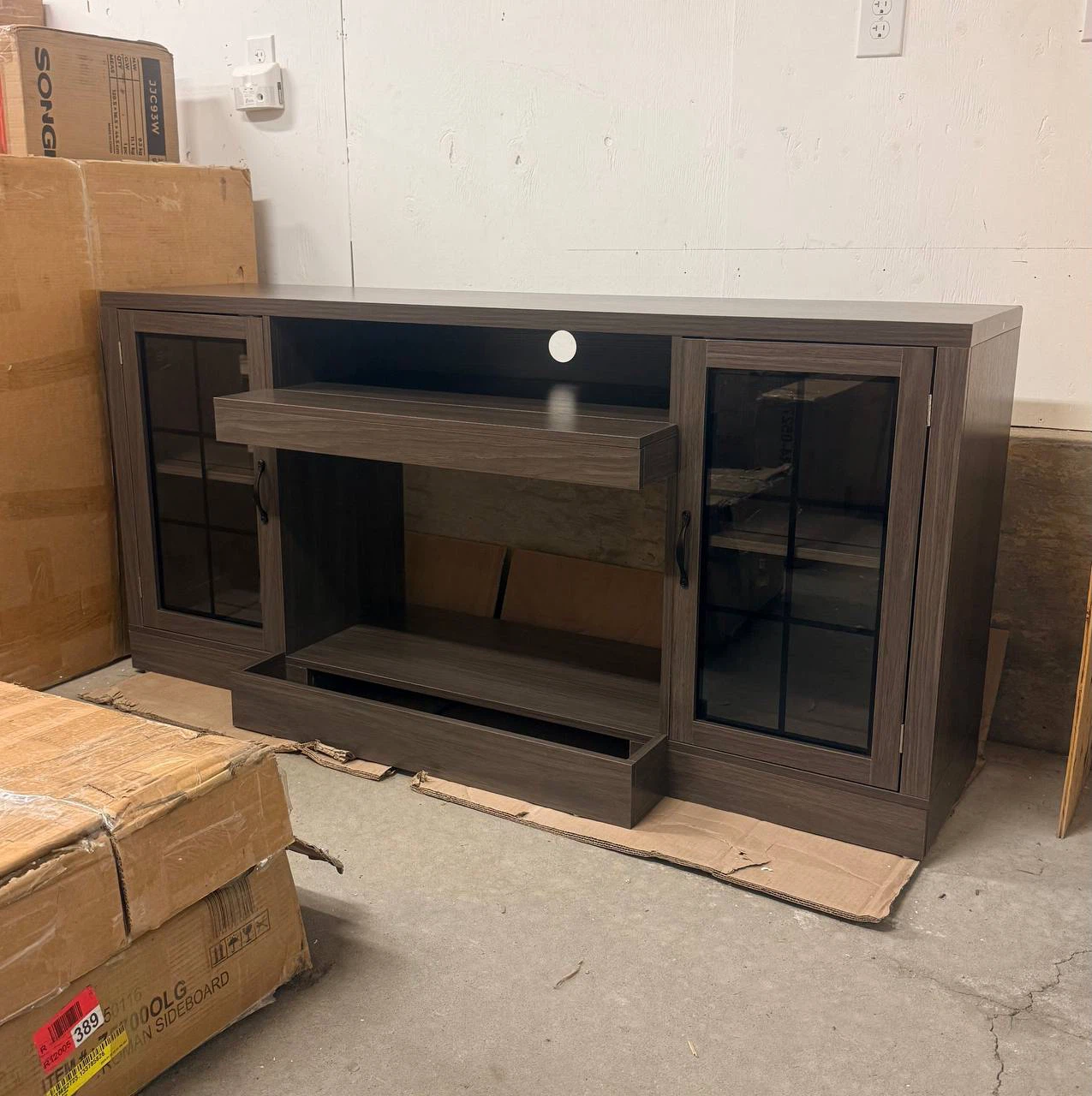3-Sided Farmhouse TV Stand for TVs up to 75” – Dark Brown - photo 2