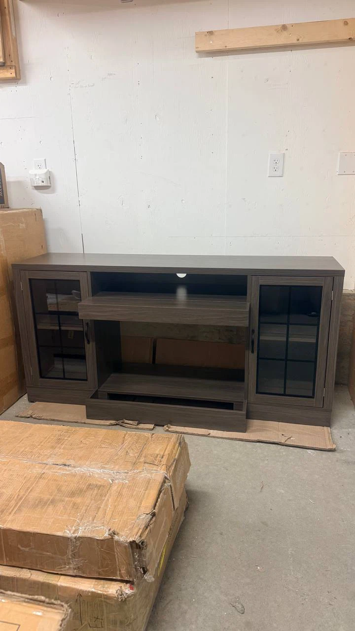 3-Sided Farmhouse TV Stand for TVs up to 75” – Dark Brown - photo 3