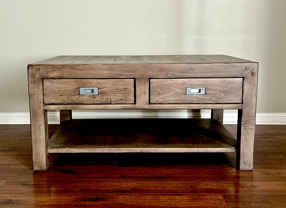 Rustic Wood Coffee Table with 2 Drawers - photo 2