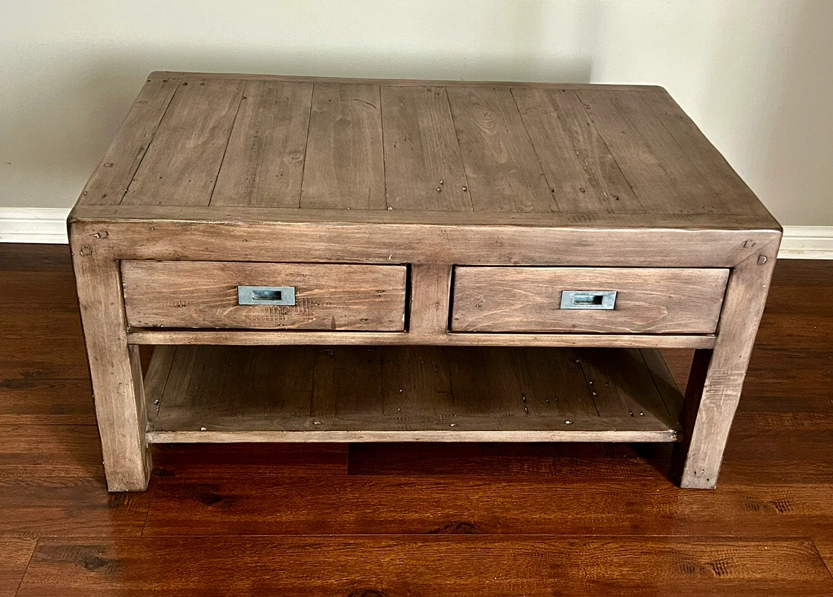 Rustic Wood Coffee Table with 2 Drawers - photo 3