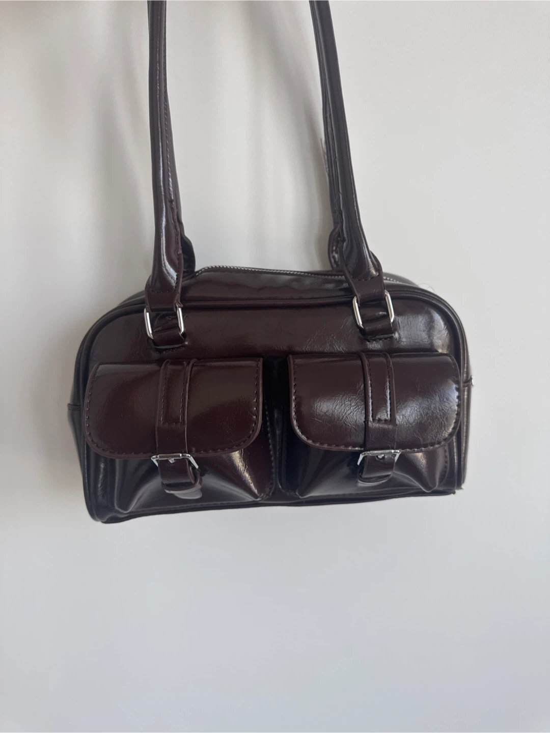 Brown Faux Leather Shoulder Bag