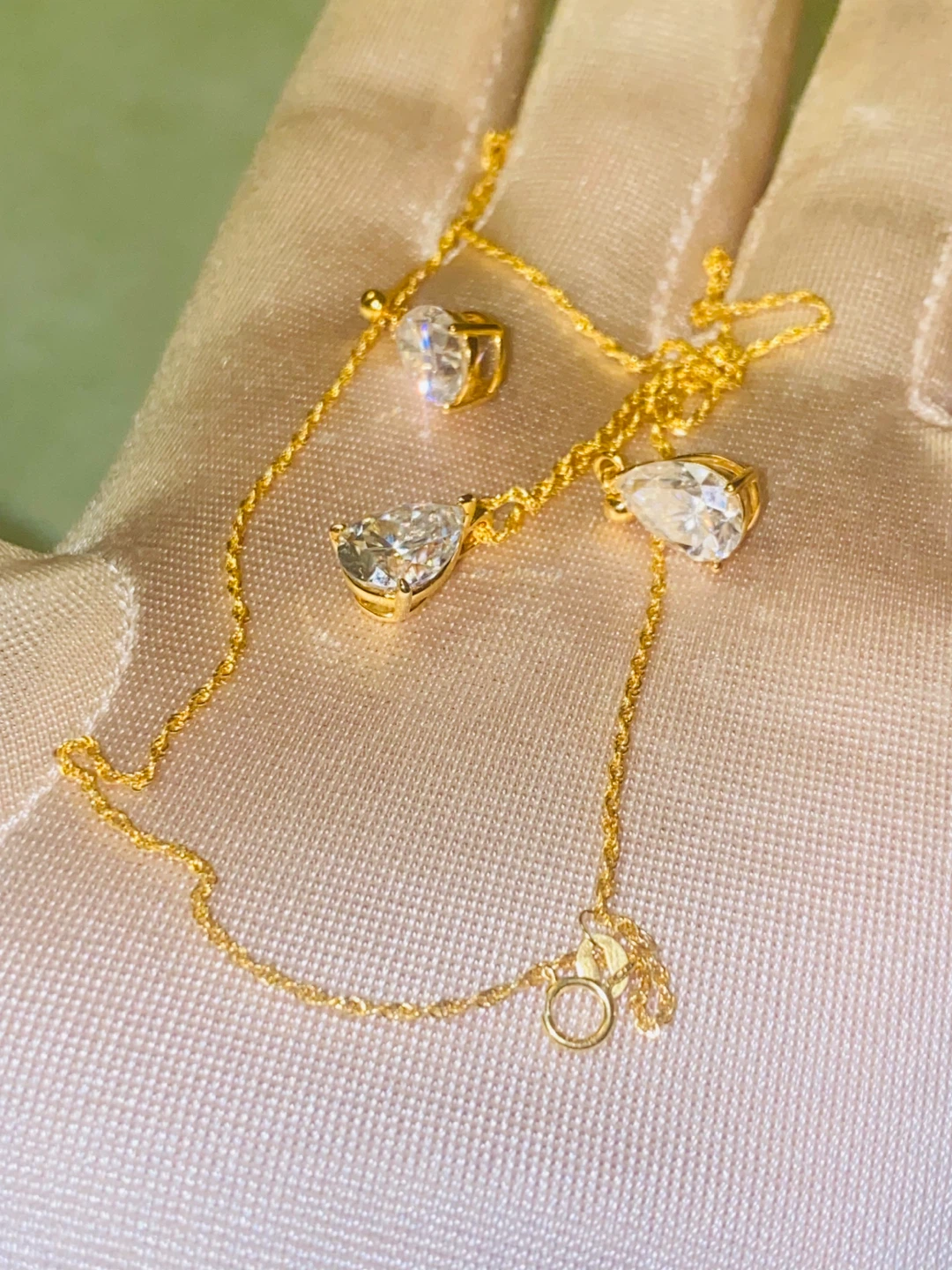 14К/18К Moissanite Pendant Necklace and Earrings Set - photo 3