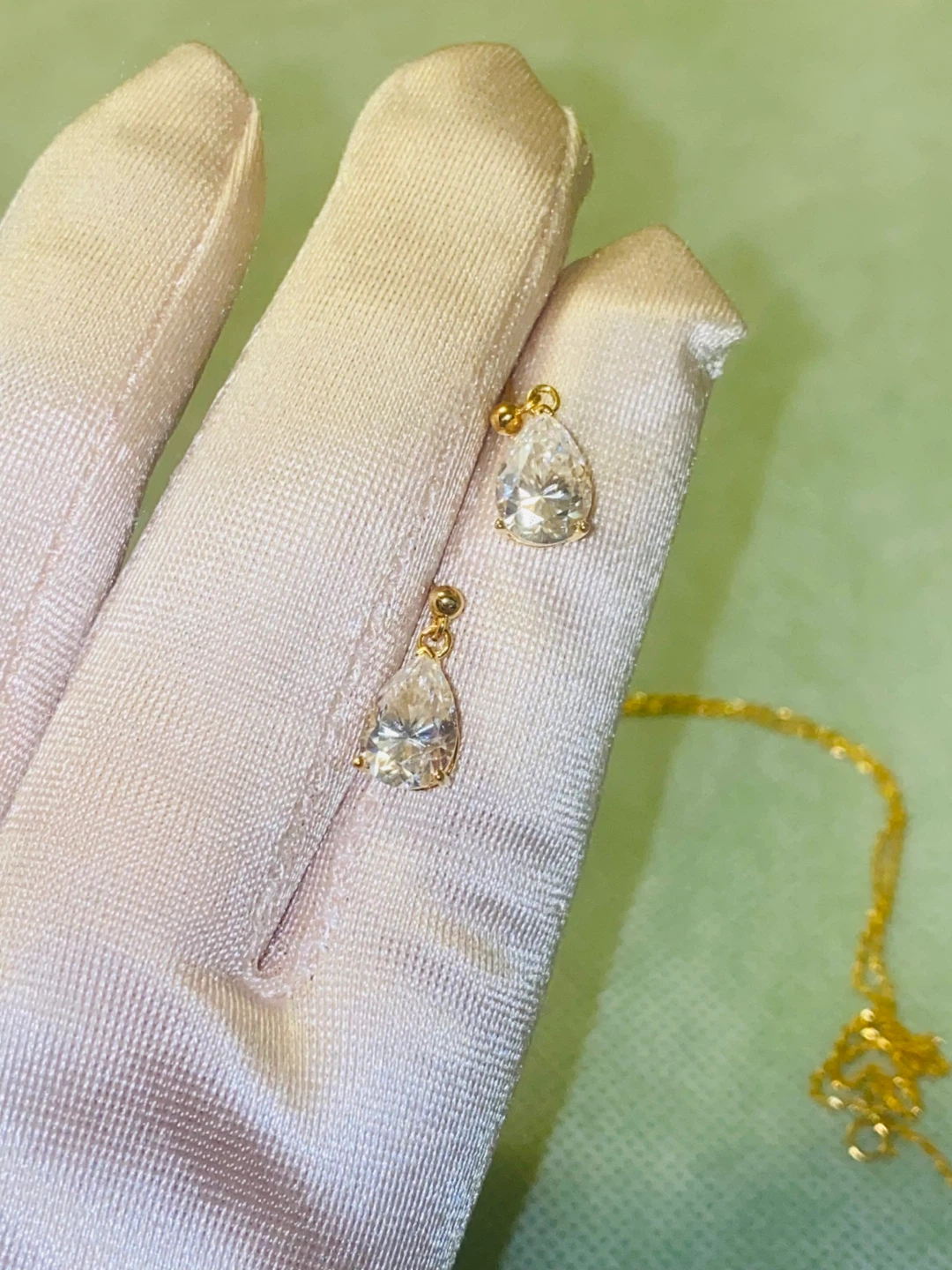 14К/18К Moissanite Pendant Necklace and Earrings Set - photo 5