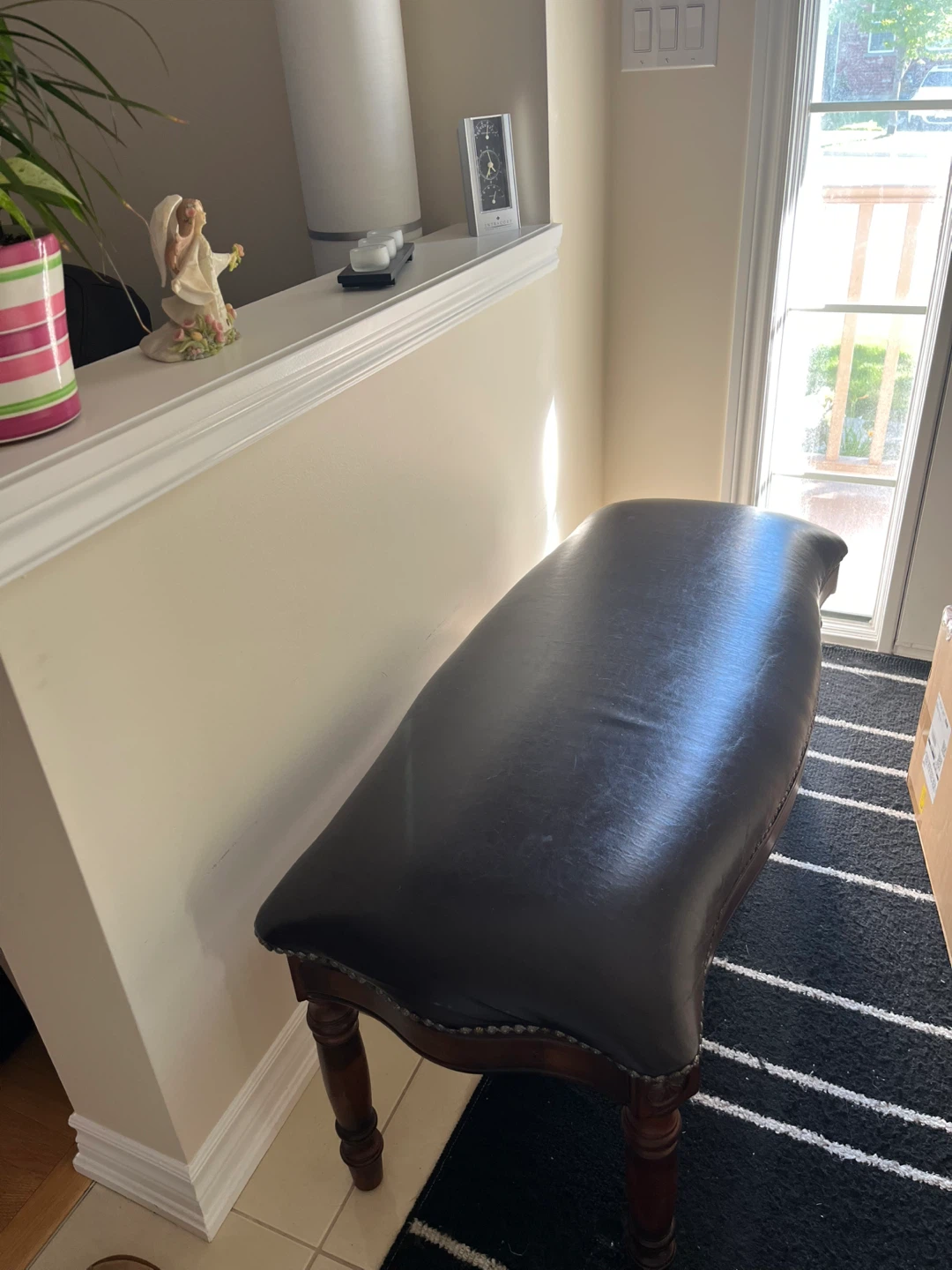 Faux leather bench