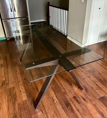 Structube Elegant Wooden Glass Top Dining Table