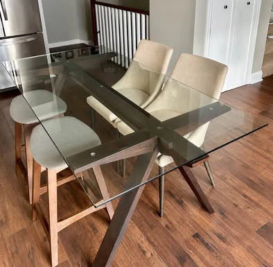 Structube Elegant Wooden Glass Top Dining Table - photo 4
