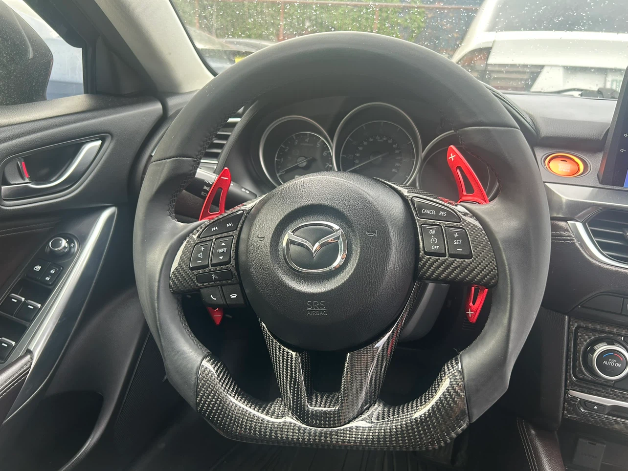 Carbon Fiber Steering Wheel with Paddle Shifters for Mazda