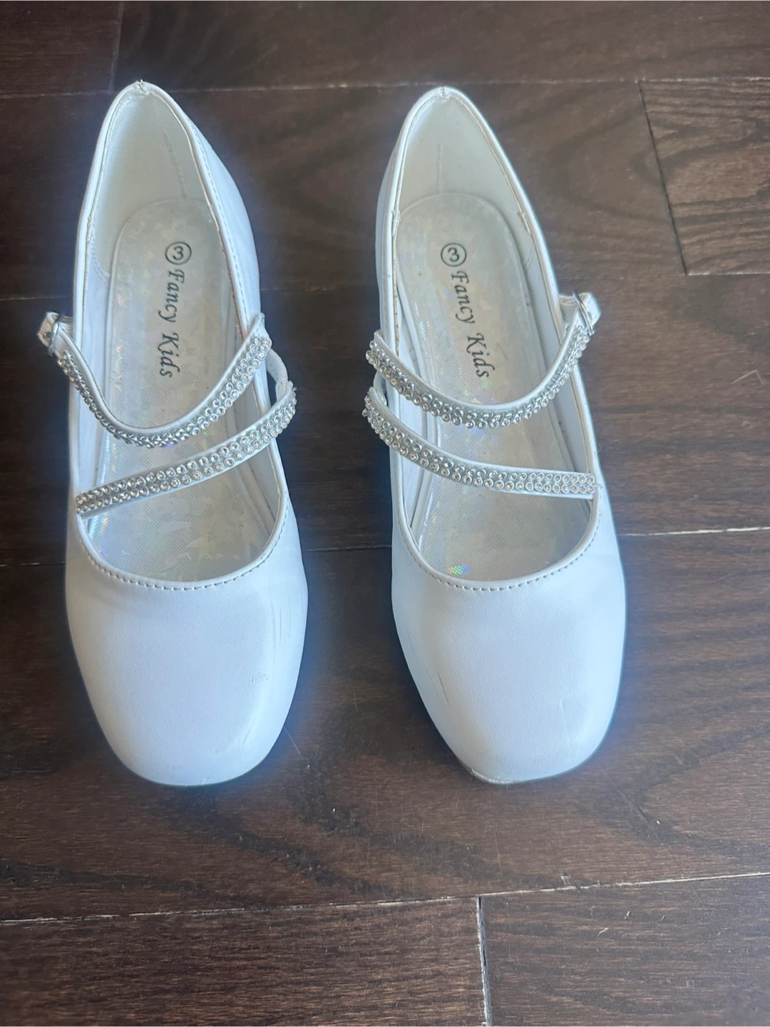 Fancy Kids White leather Dress Shoes Size 3