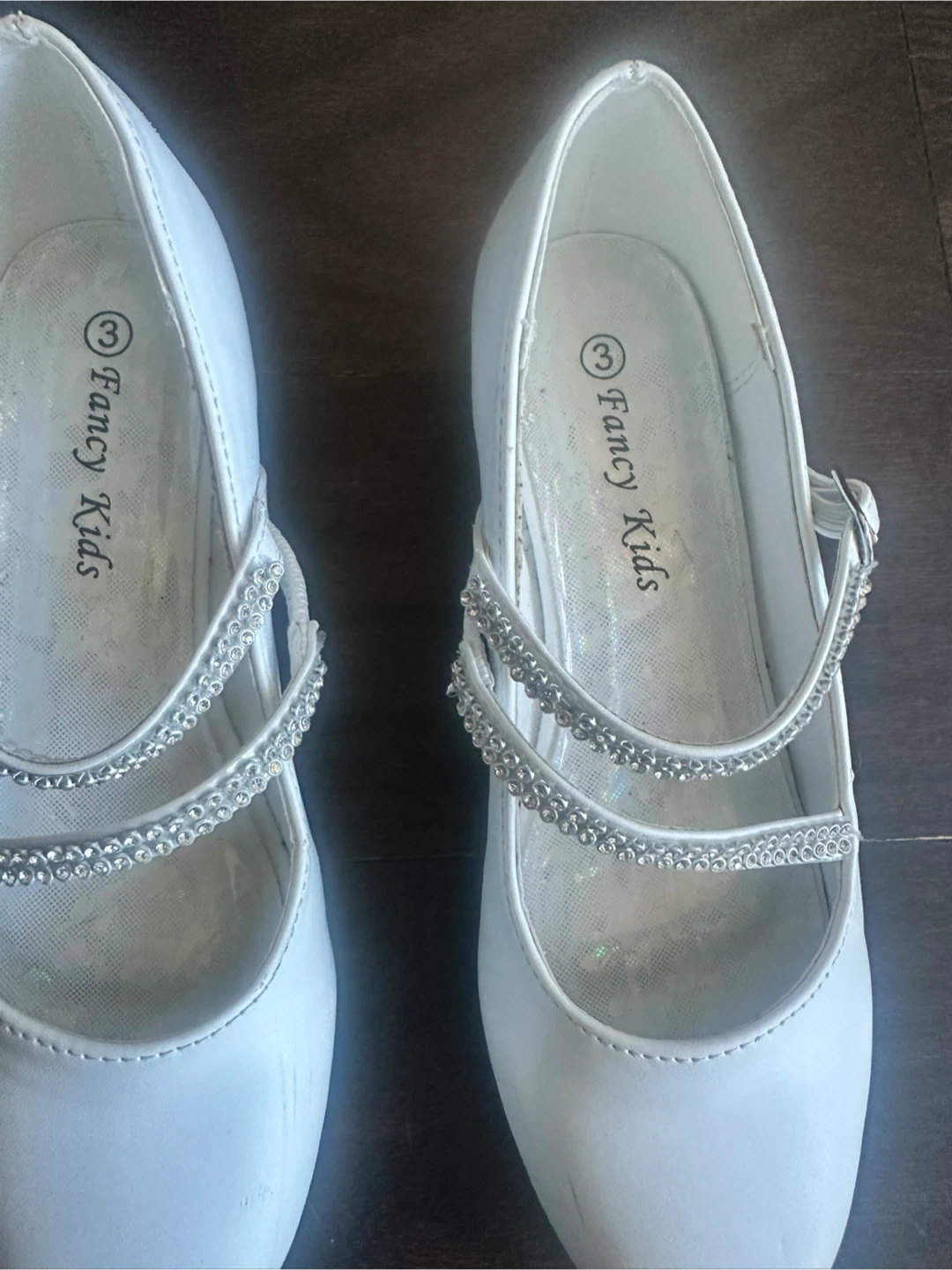 Fancy Kids White leather Dress Shoes Size 3 - photo 2