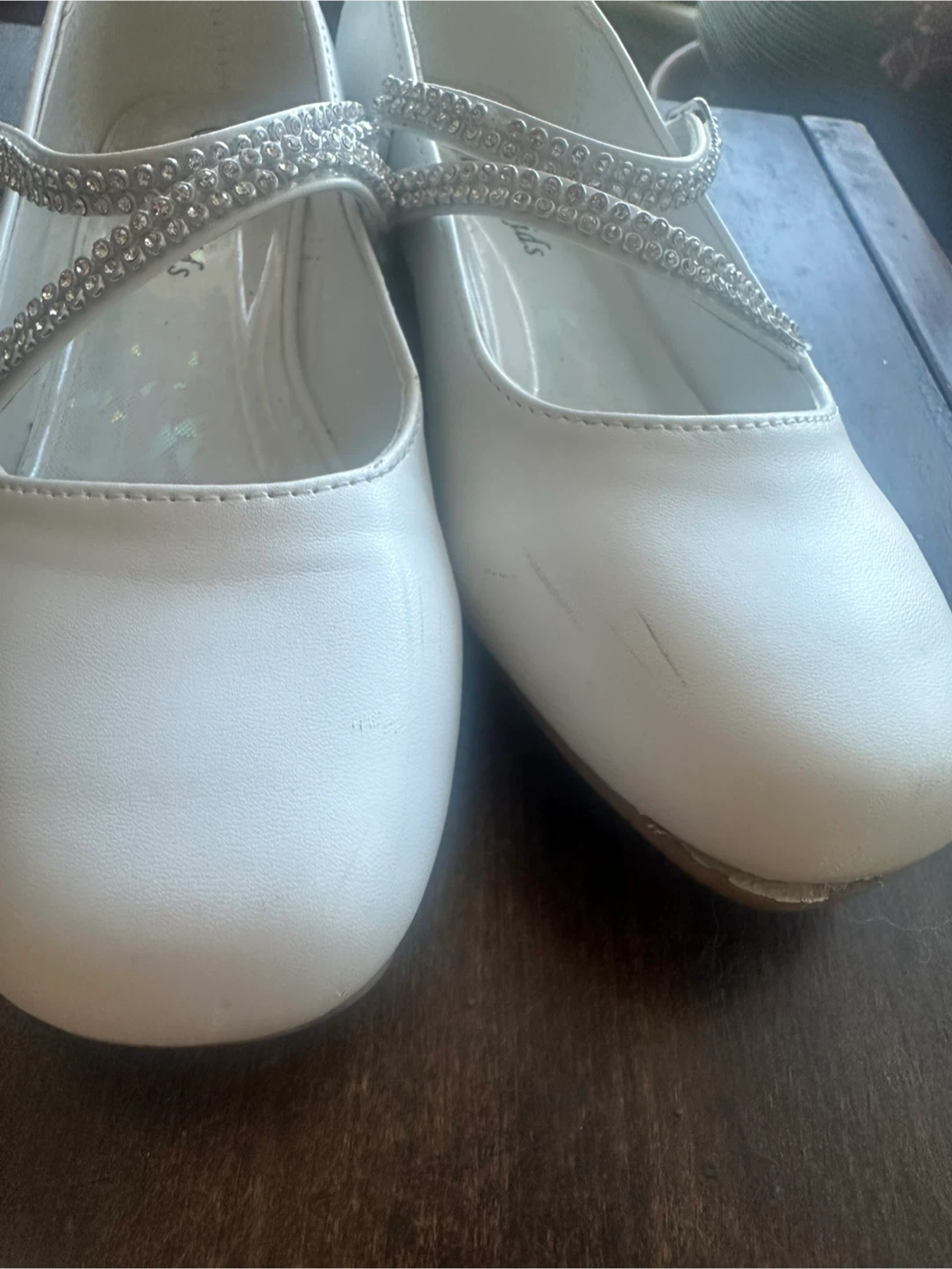 Fancy Kids White leather Dress Shoes Size 3 - photo 4