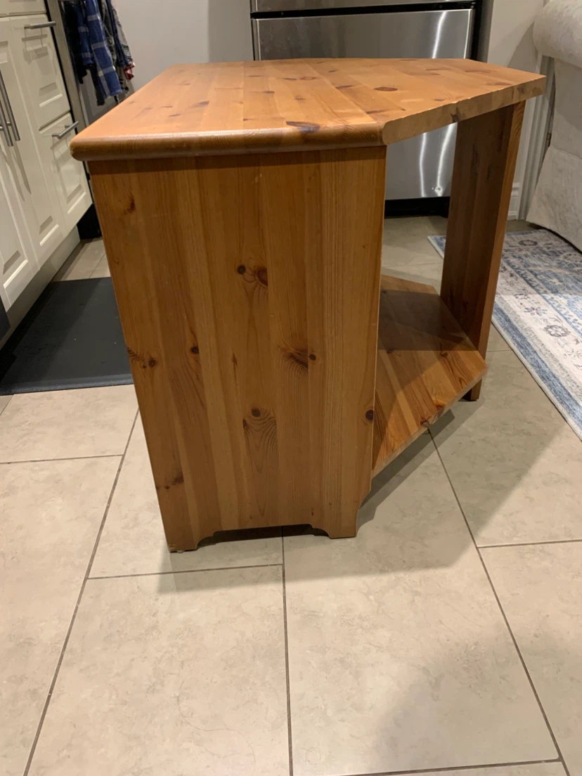 Large wooden TV stand with shelves - photo 4