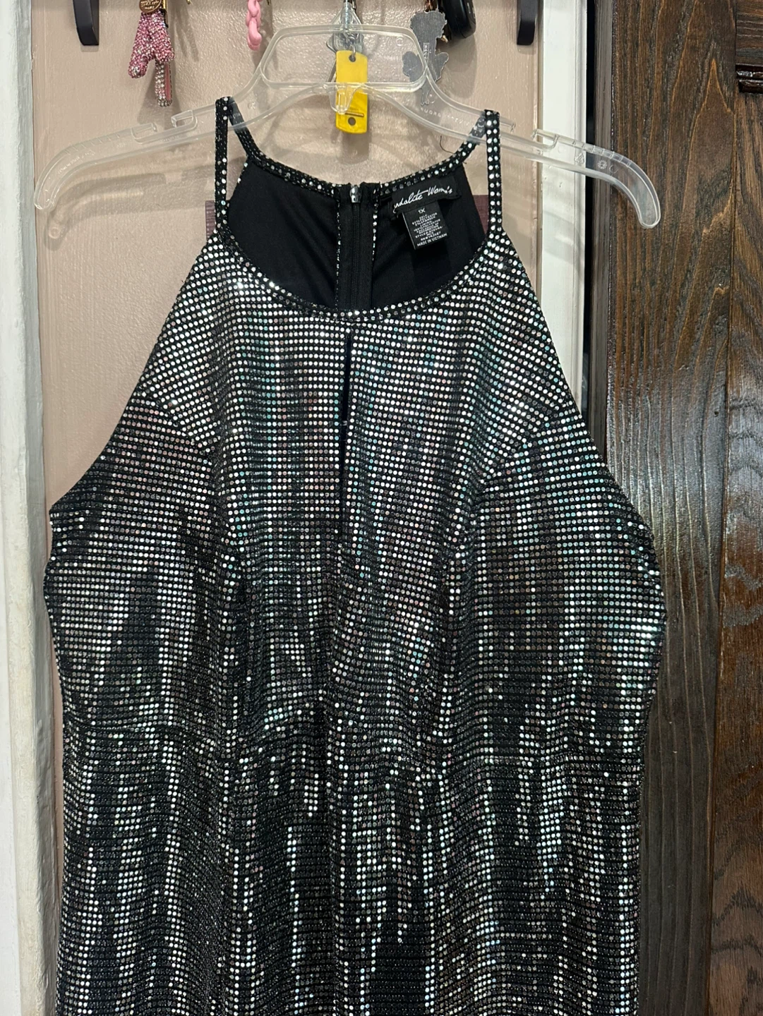Indulge Womens Black Sequin Halter Dress 1X - photo 2