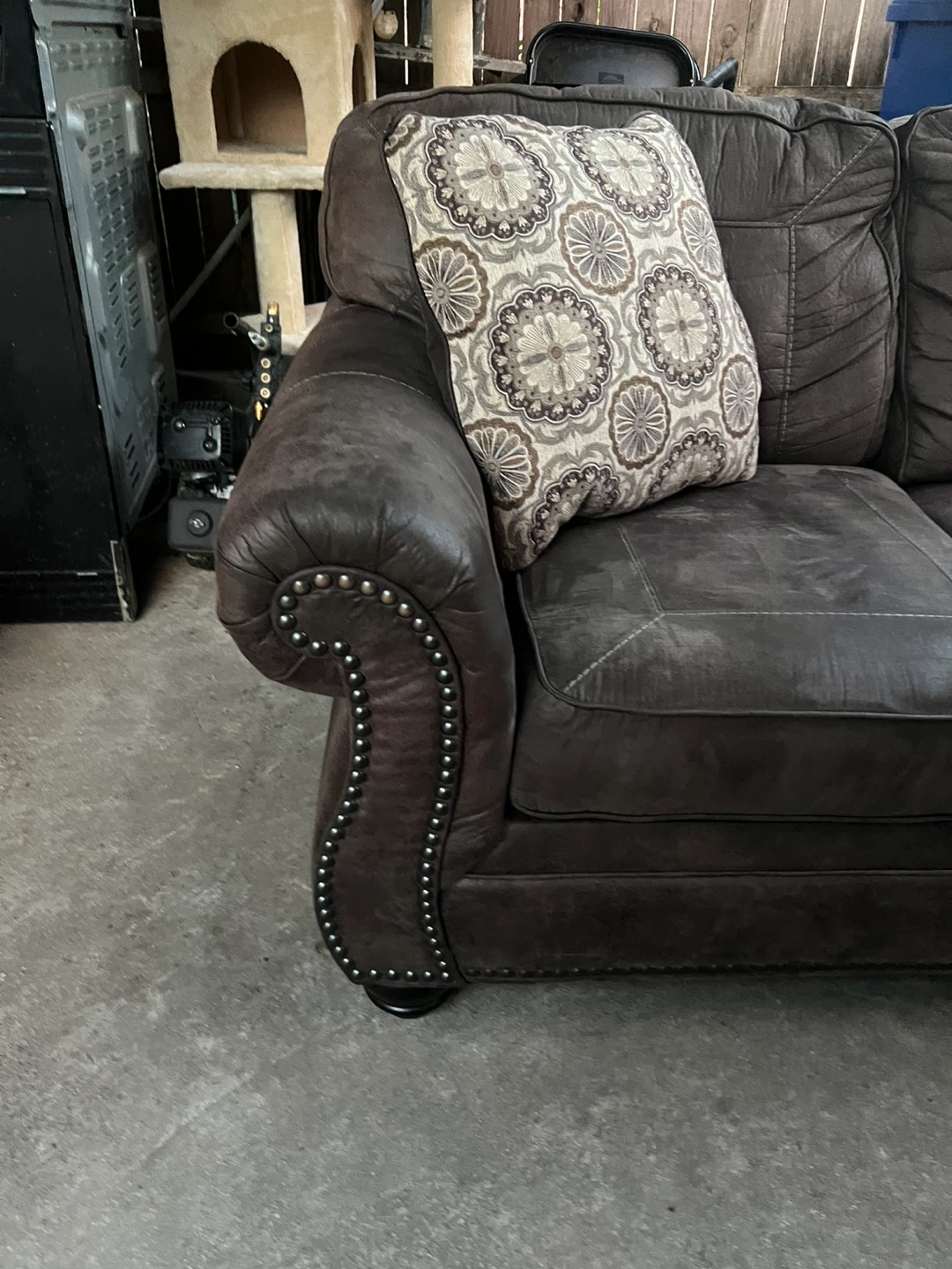 Brown Loveseat Sofa with Decorative Pillows - photo 4