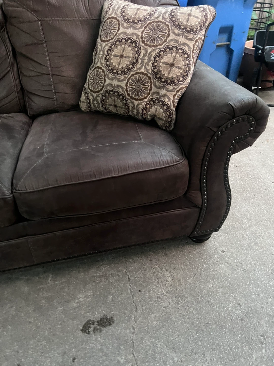 Brown Loveseat Sofa with Decorative Pillows - photo 5