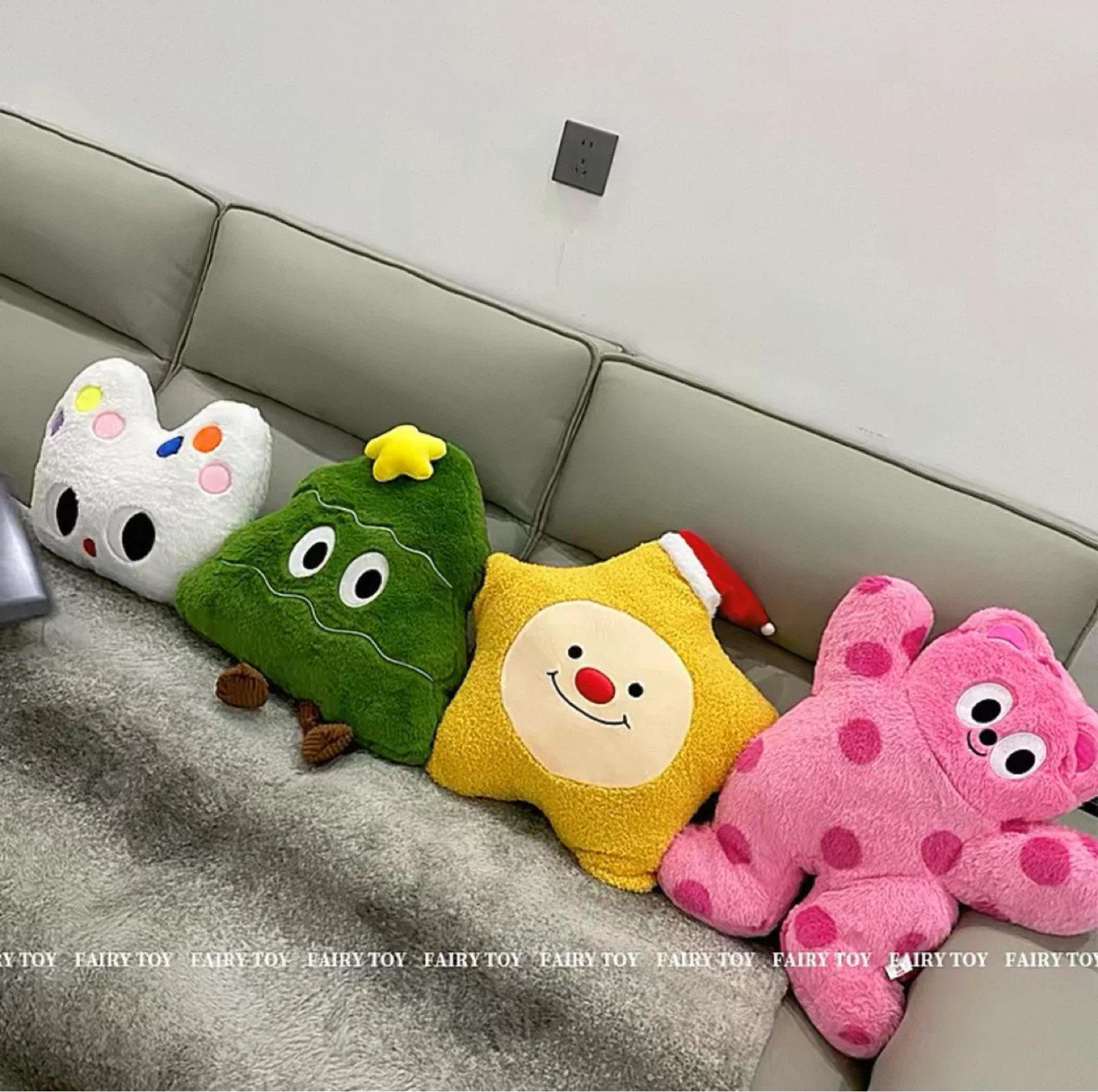 Fairy Toy Plush Pillows - Christmas Tree, Star, Bear & Cat