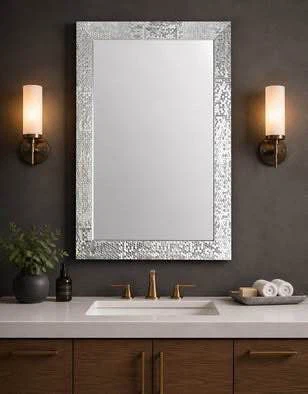 Elegant Silver Mosaic Wall Mirror