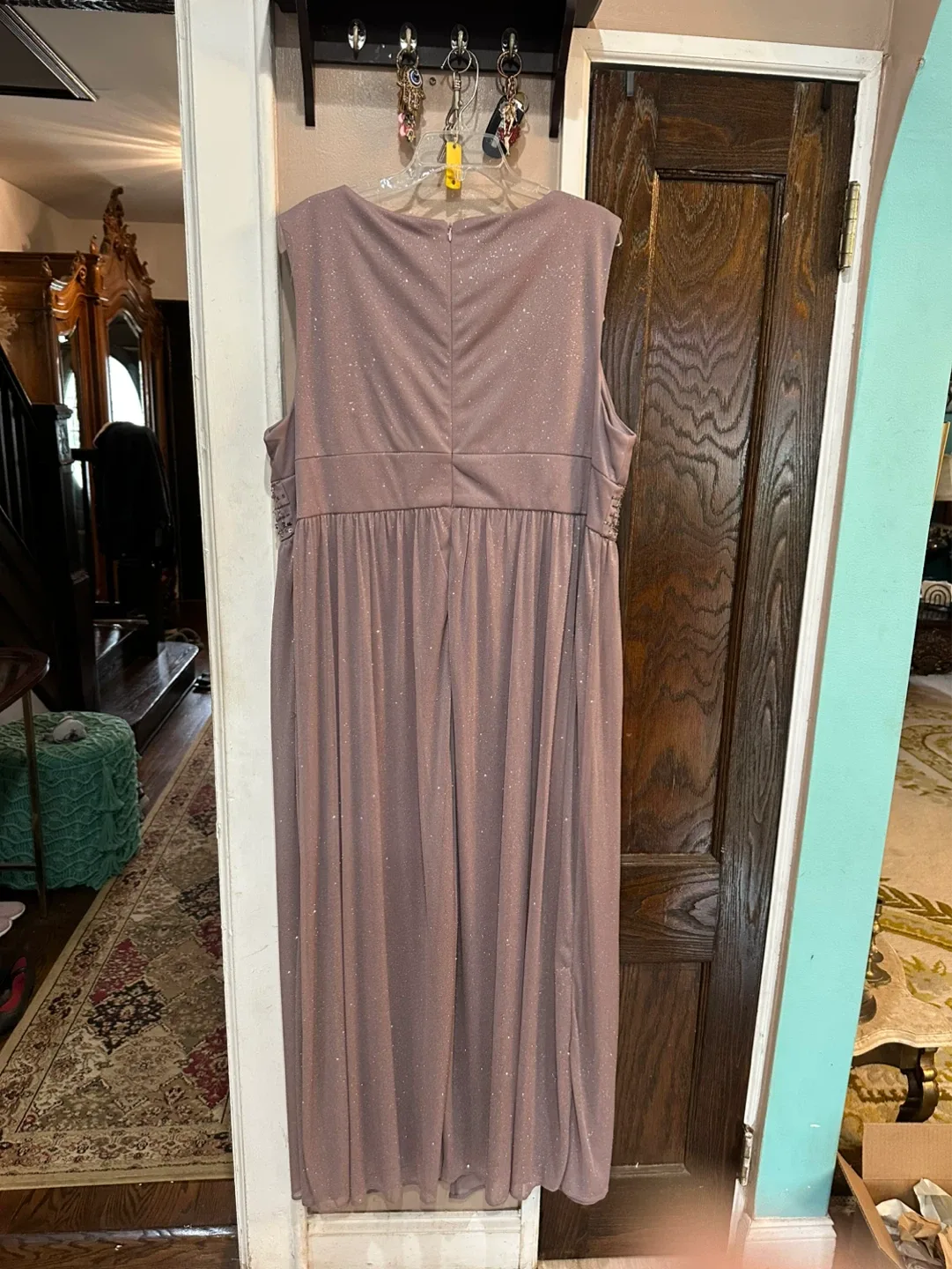 R&M Richards Dusty Mauve Beaded V-Neck Maxi Dress - photo 5