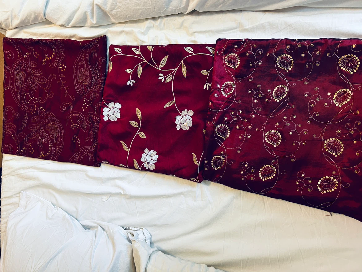 3 Cushion covers w sequins & embroidery