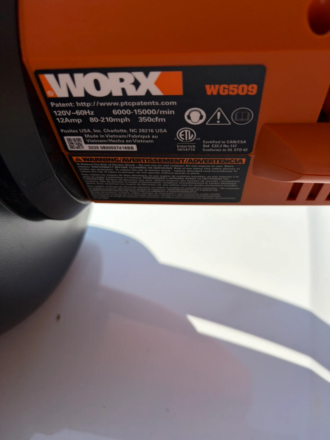 WORX WG509 Electric Leaf Blower/Mulcher - photo 2