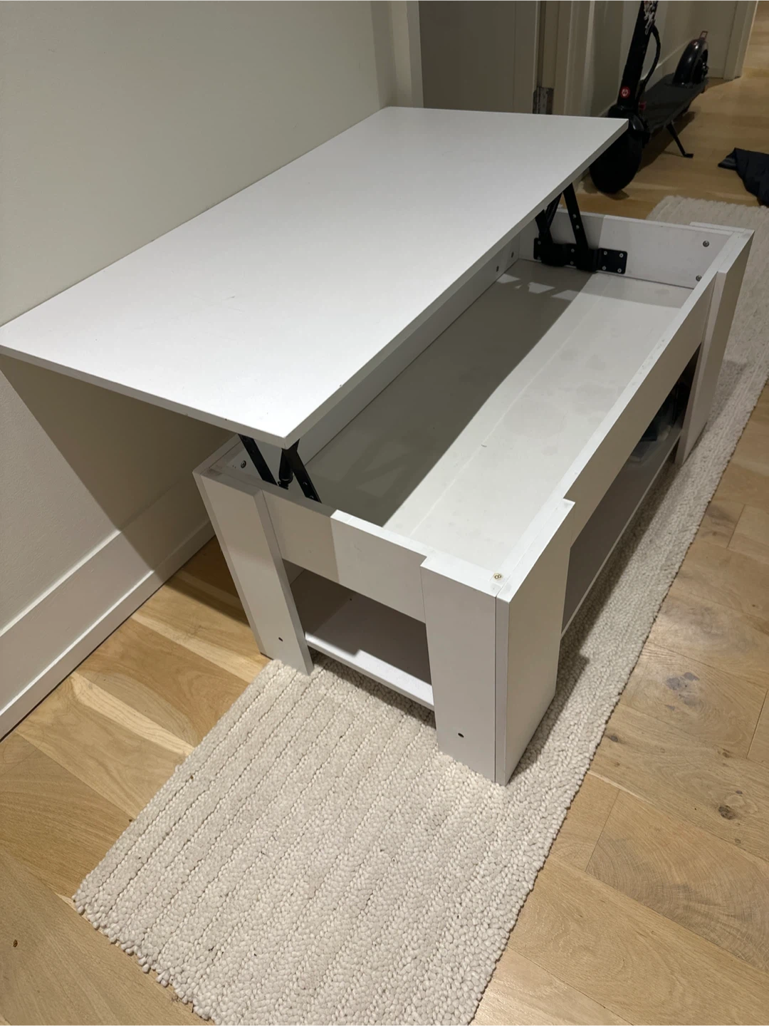 White Lift-Top Coffee Table with Storage - photo 2