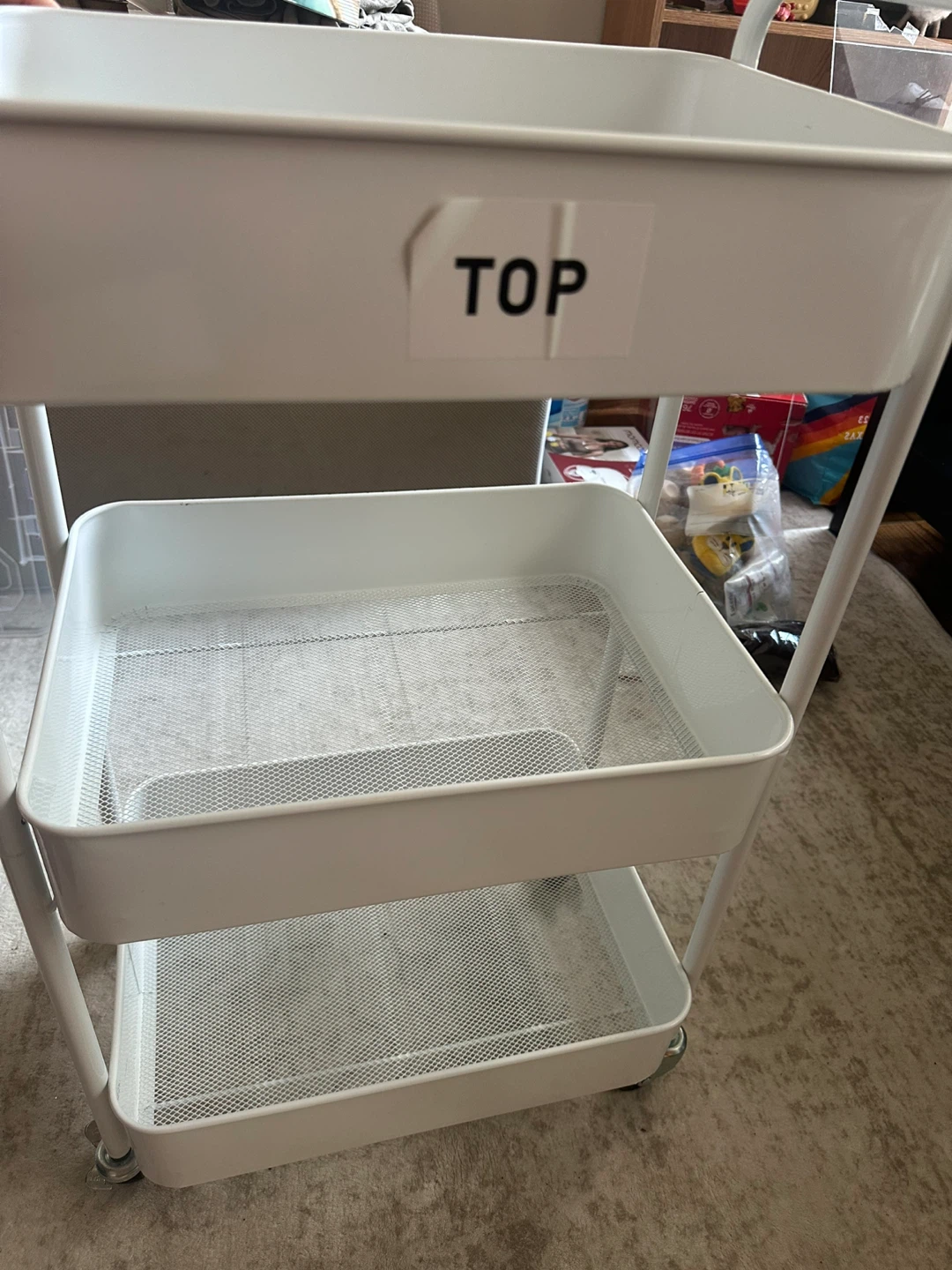 Postpartum cart- White 3-Tier Rolling Storage Cart