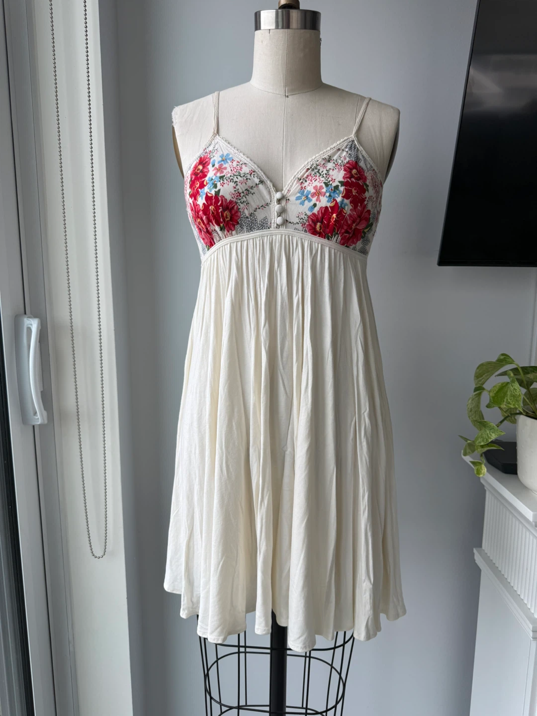 Cream Floral Print Sundress size small