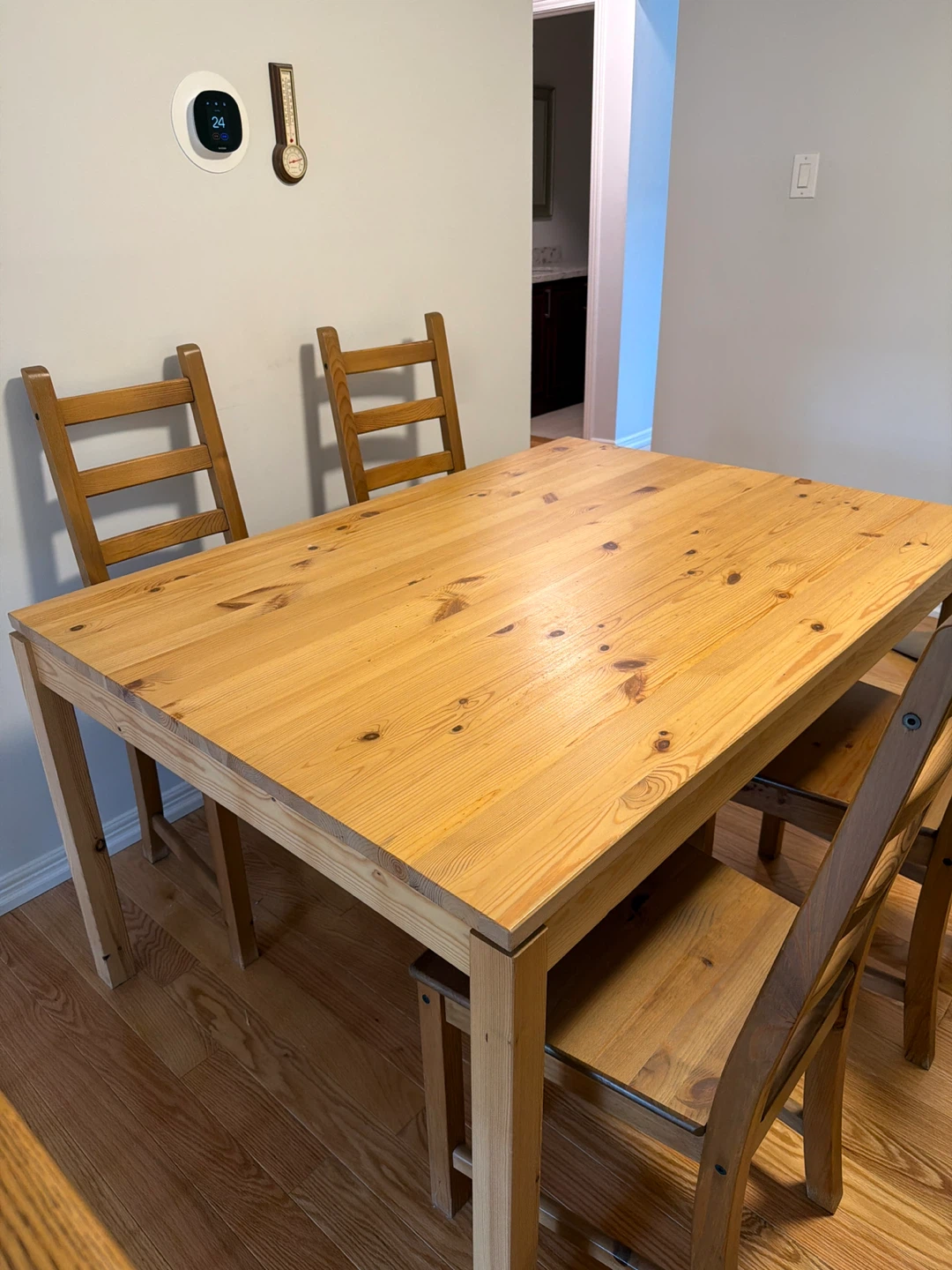 IKEA Pine Dining Table with 4 Chairs - photo 4