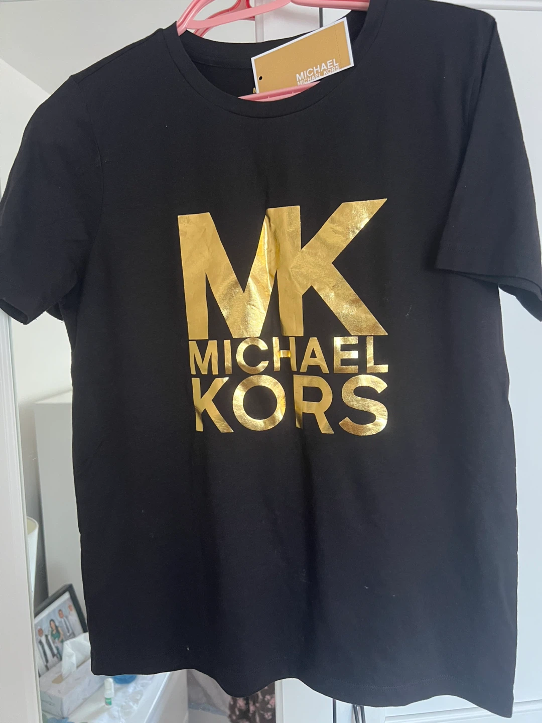 Michael Kors Black T-Shirt with Gold MK Logo