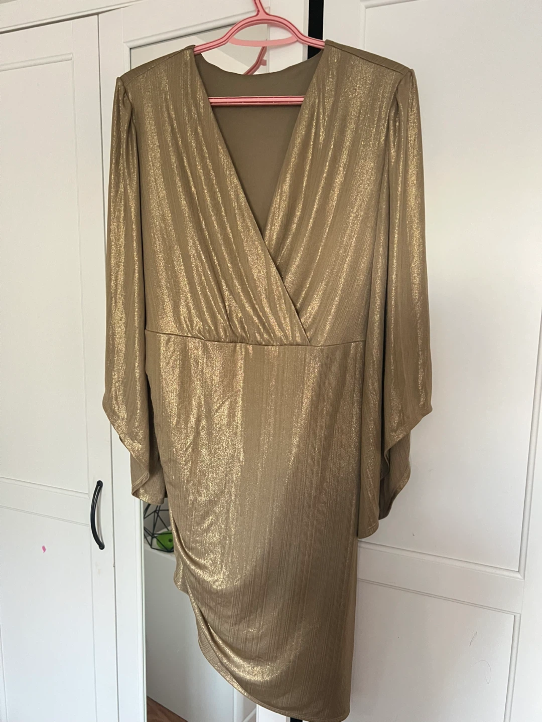 Gold Metallic Wrap Dress