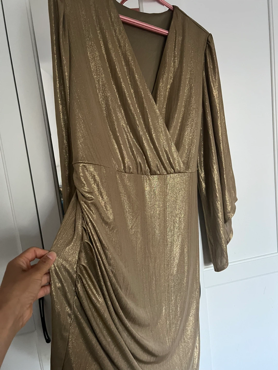 Gold Metallic Wrap Dress - photo 2