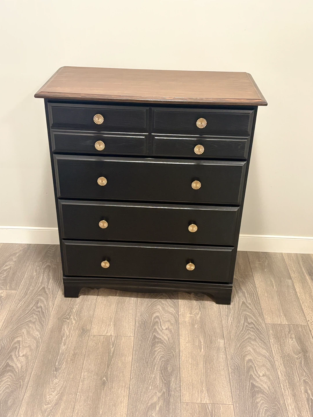 Black Chest of Drawers with Wood Top - photo 2