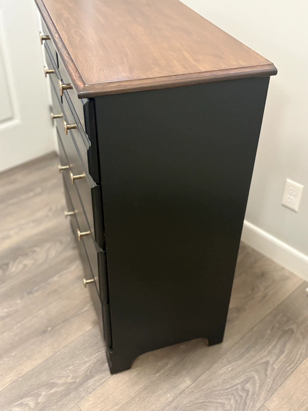 Black Chest of Drawers with Wood Top - photo 3