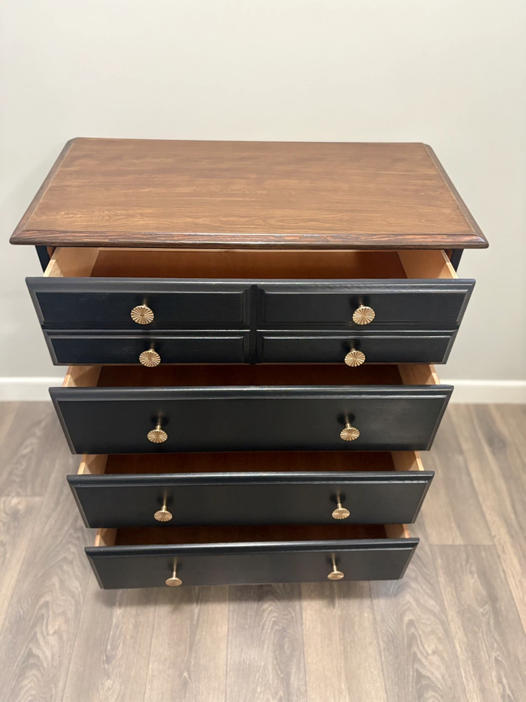 Black Chest of Drawers with Wood Top - photo 4