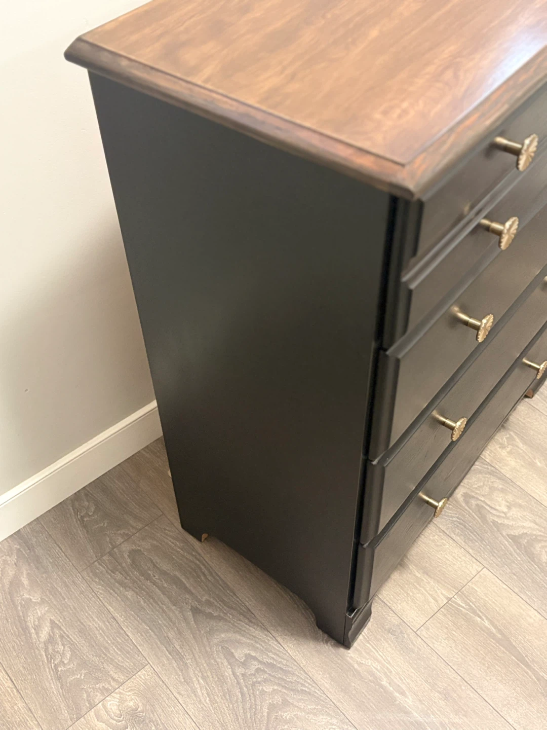 Black Chest of Drawers with Wood Top - photo 5