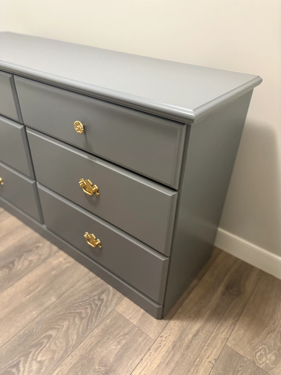 Grey Six-Drawer Dresser with Gold Hardware - photo 5