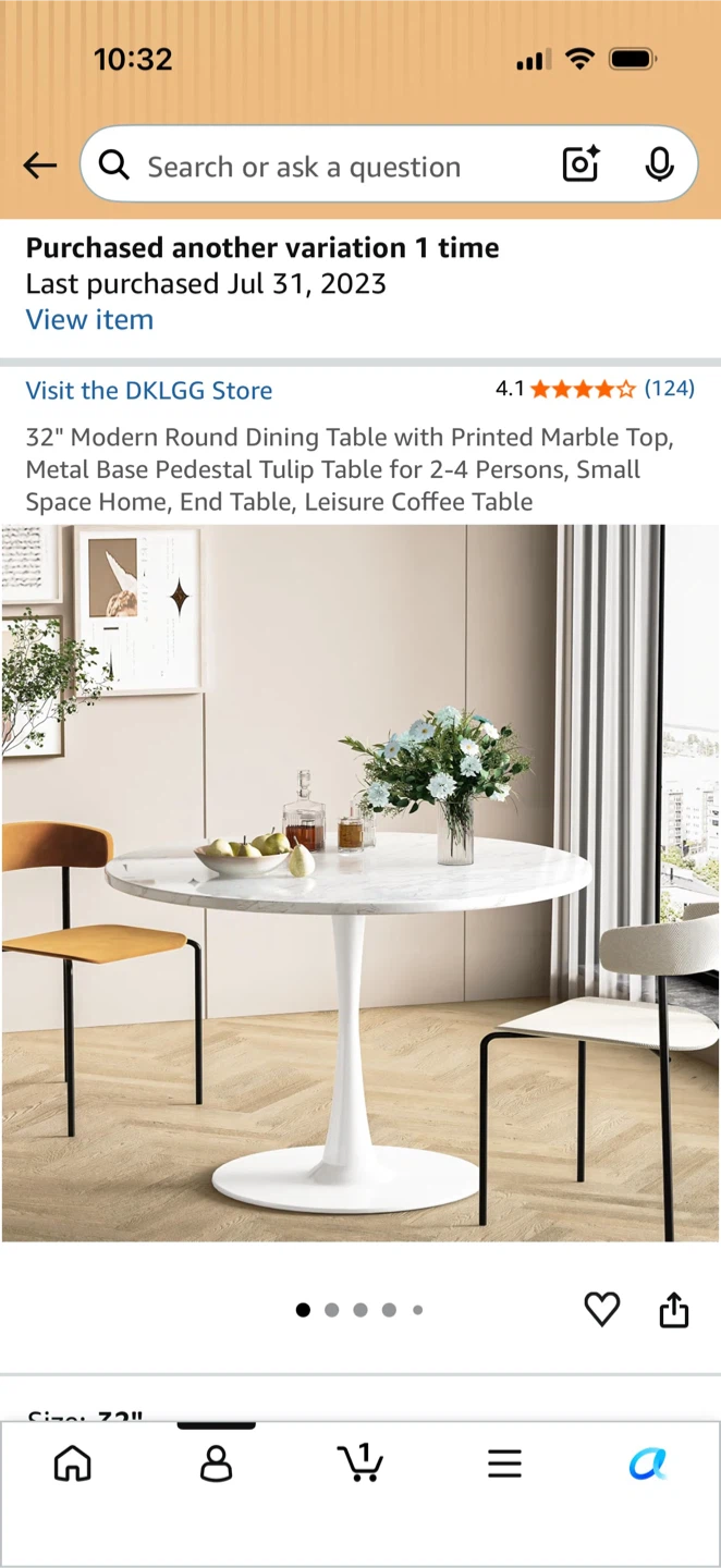 32” White Round Pedestal Dining Table - photo 3