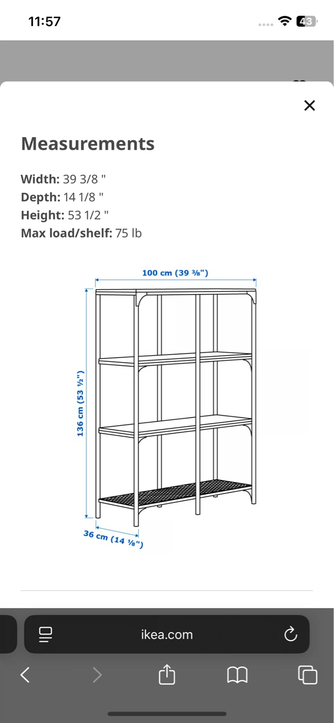 IKEA FJÄLLBO Shelf Unit Black/Wood 39 3/8x14 1/8x53 1/2 " - photo 3