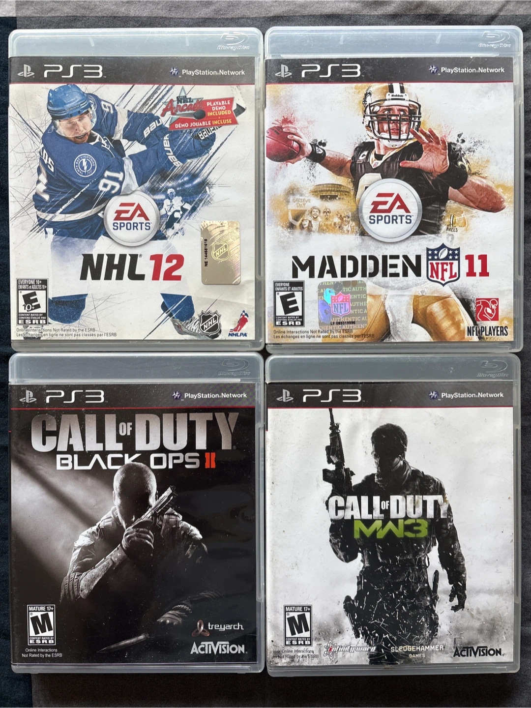 PS3 NHL 12, Madden 11, Black Ops II, MW3 Video Games Bundle