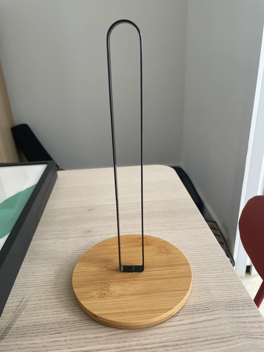 Bamboo and Black Metal Paper Towel Holder