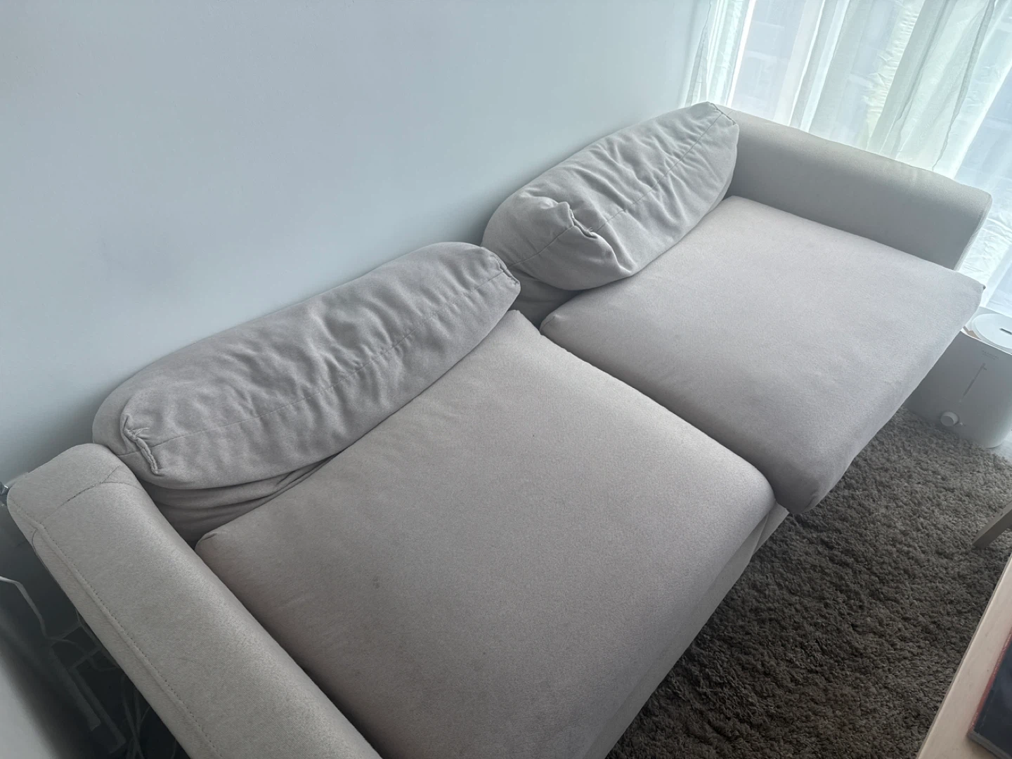 Beige Loveseat Sofa with Bolster Pillows - photo 2